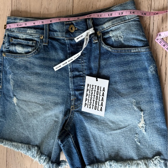 NEW Pistola Devin High Rise mom Jean Short Cutoff in Bluegrass - Picture 7 of 10
